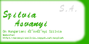 szilvia asvanyi business card